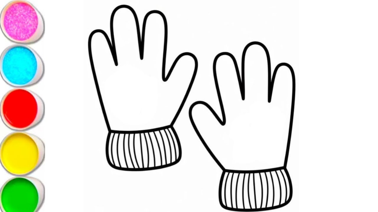 How to draw Hand gloves 🧤 drawing and colouring for beginners | Easy hand gloves drawing  