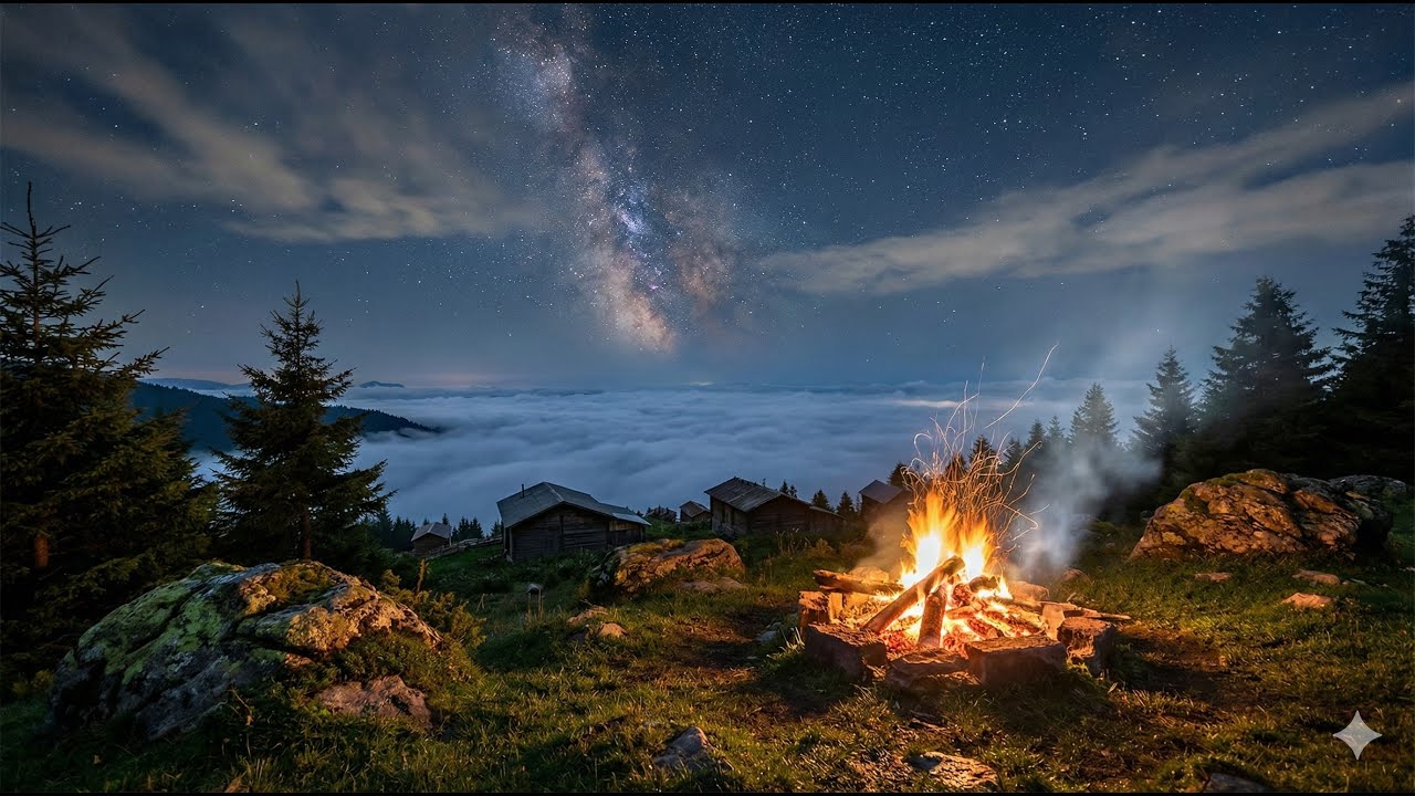 Giresun Yaylasında Akşam Ateşi 🔥 | Orman Sesleriyle Huzurlu Gece (1 Saat) 🔥GİRESUN – YAYLA