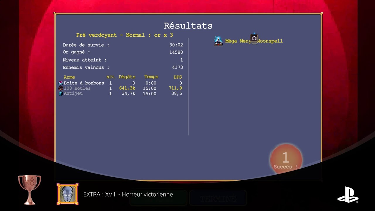 Vampire Survivor DLC Trophy "EXTRA XVIII" 30mins with no weapons