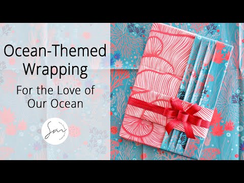 Eco-Friendly Gift Wrapping Ocean Theme #japanesegiftwrapping #wrappily #wrappingpaper