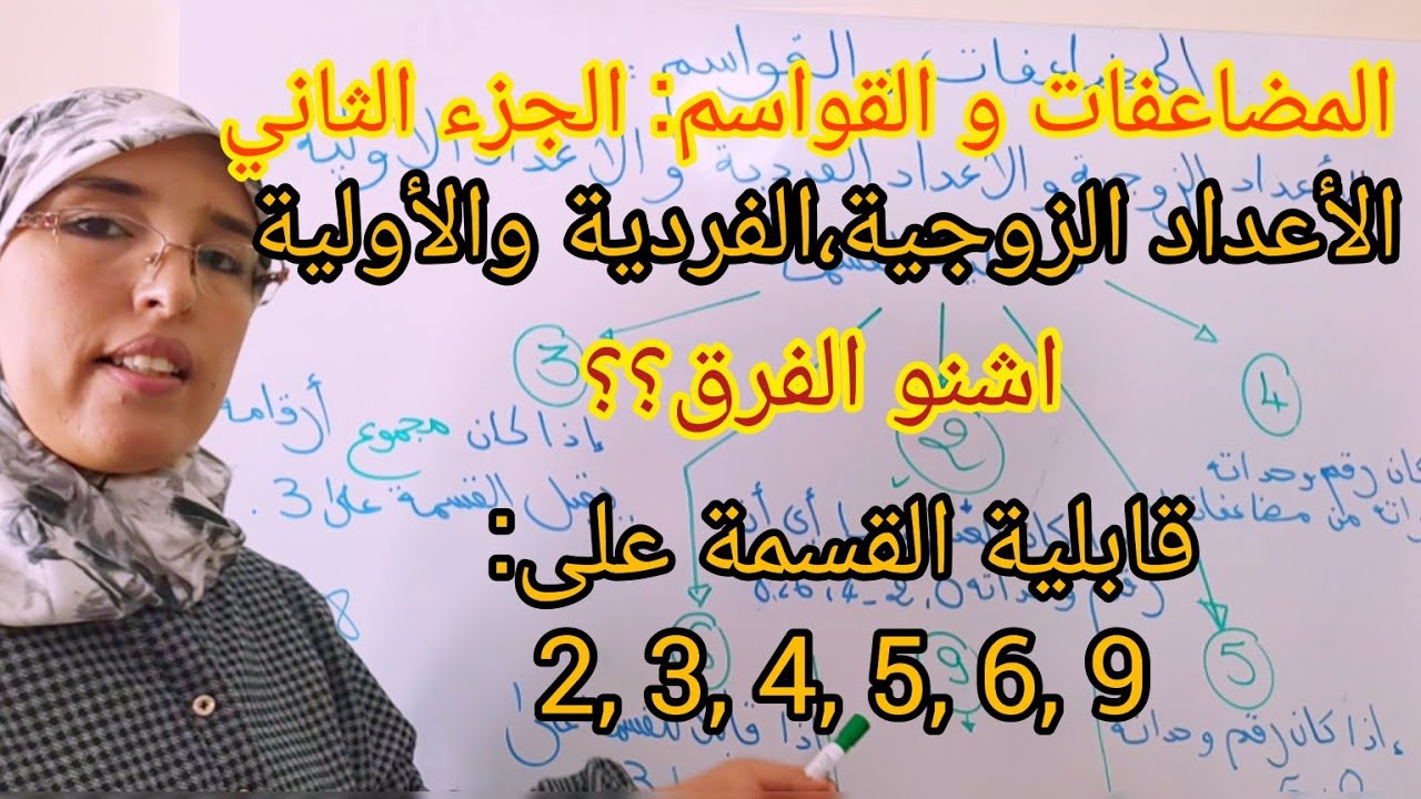 المضاعفات والقواسم الجزء 2 الأعداد الزوجية الفردية و الأولية وقابلية القسمة