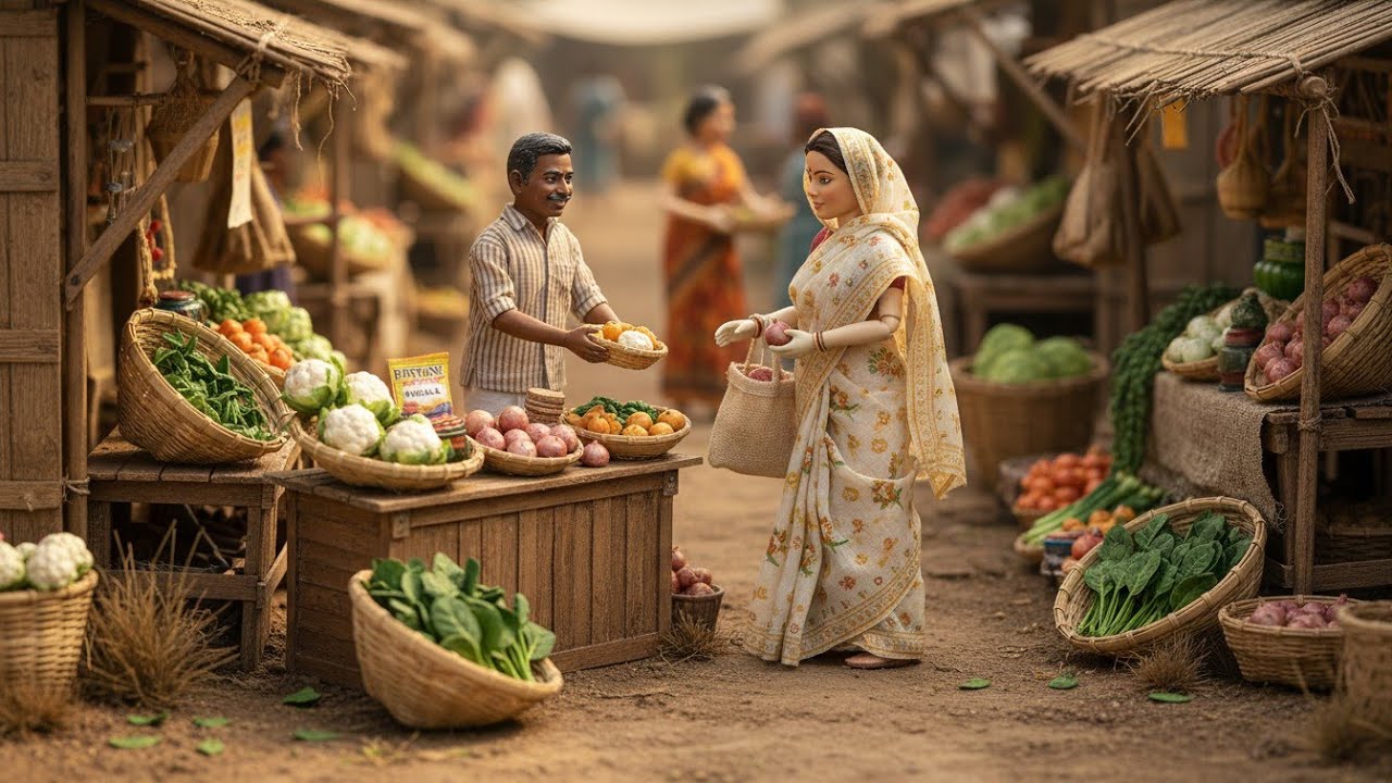 Miniature Women Cooking Whole fish 🦐 Recipe ASMR 🤤 | Indian Village Tiny Kitchen Story 
