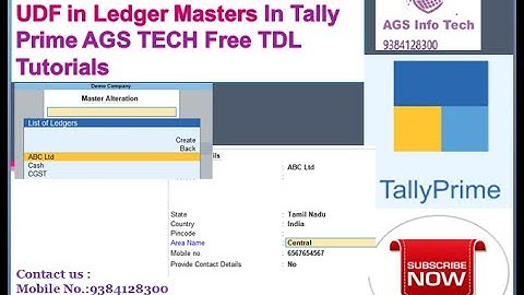 T12  How to Edit Modify or  Add UDF in Ledger Masters In Tally Prime AGS TECH Free TDL Tutorials