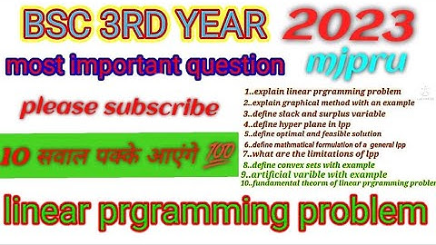 bsc 3rd year linear programming problem|bsc 3rd year important questions 2023 #bsc