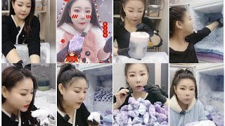 ICE QUEEN 👸 FLAVORED FREEZER FROST EATING 🧊 CHUNK / SUCRPING / FREEZER FROST 🍚🍚🍚