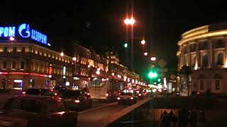 18 October 2009 - St Peterburg Ru Nighttime Scene At Nevsky Prospekt At Sadovaya Ulitsa