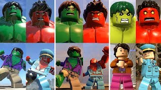 All Hulks + Red Hulks Transformation in LEGO Videogames