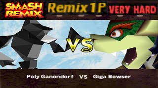 Smash Remix - Classic Mode Remix 1P Gameplay with Polygon Ganondorf (VERY HARD)