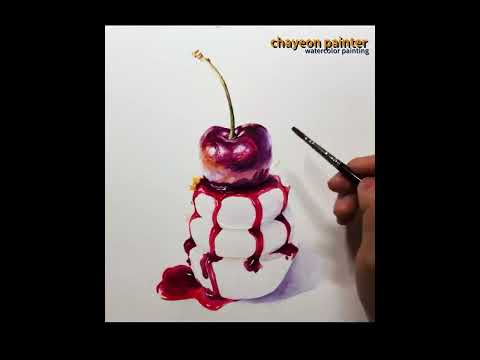Watercolor <strong>Painting</strong> Cherry Pie Cupcakes | <strong>Still</strong> Life Watercolor #<strong>painting</strong> #shorts