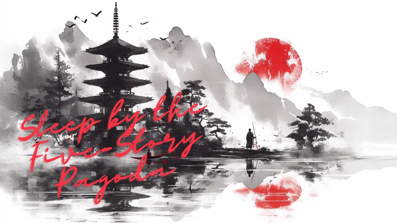 Deep Sleep Music 🏯 8 Hours of Calm | Japanese Ink Wash Pagoda Art