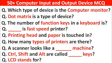 Computer Hardware & Input, Output MCQ | Computer Fundamental Mcq | Top 50+ Input & Output device Mcq