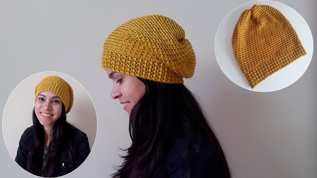 GORRO CAÍDO DE CROCHÊ