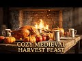 Cozy Medieval Tavern Ambience 🎻 Harvest Feast &amp; Warm Fireplace (No Talking)