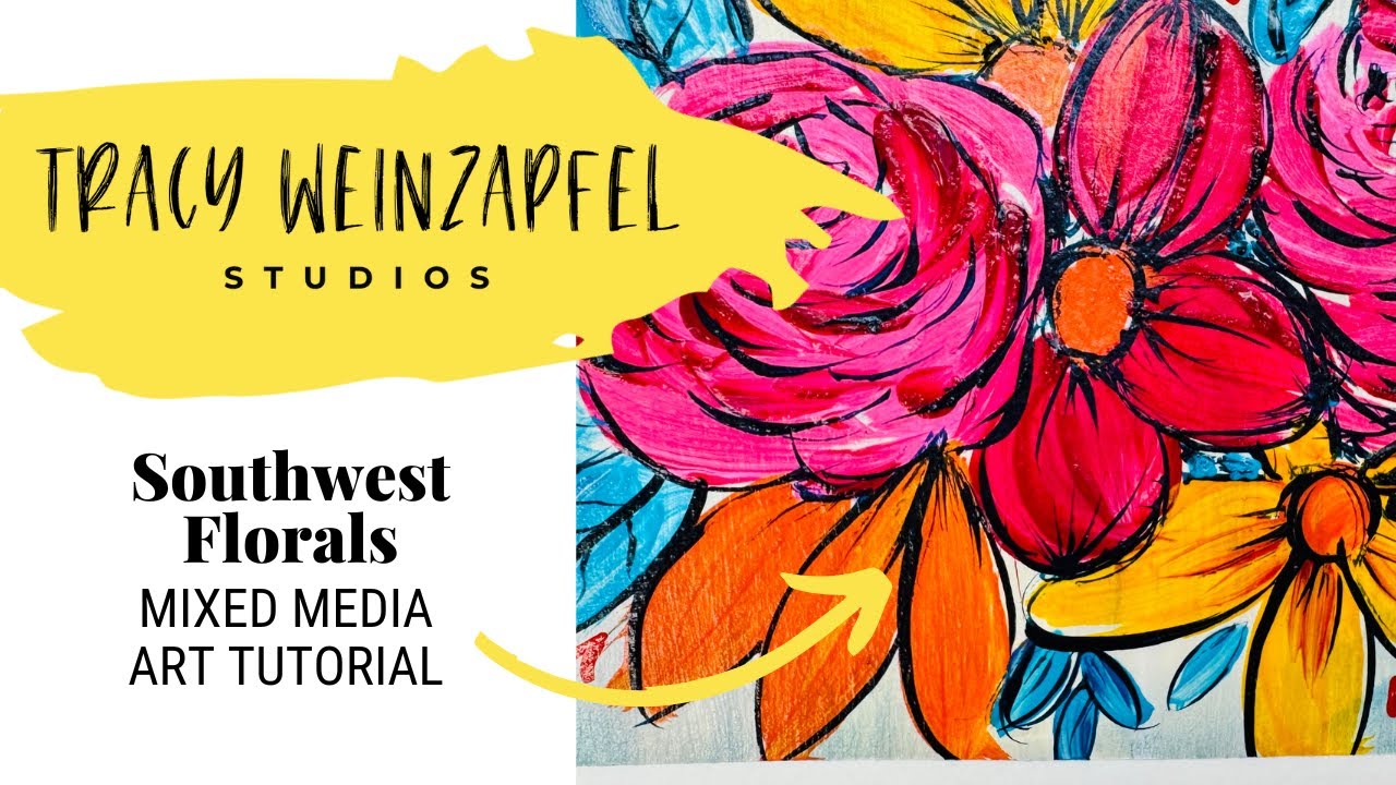 Southwest Florals (Mixed Media Floral Art Tutorial with Acrylics