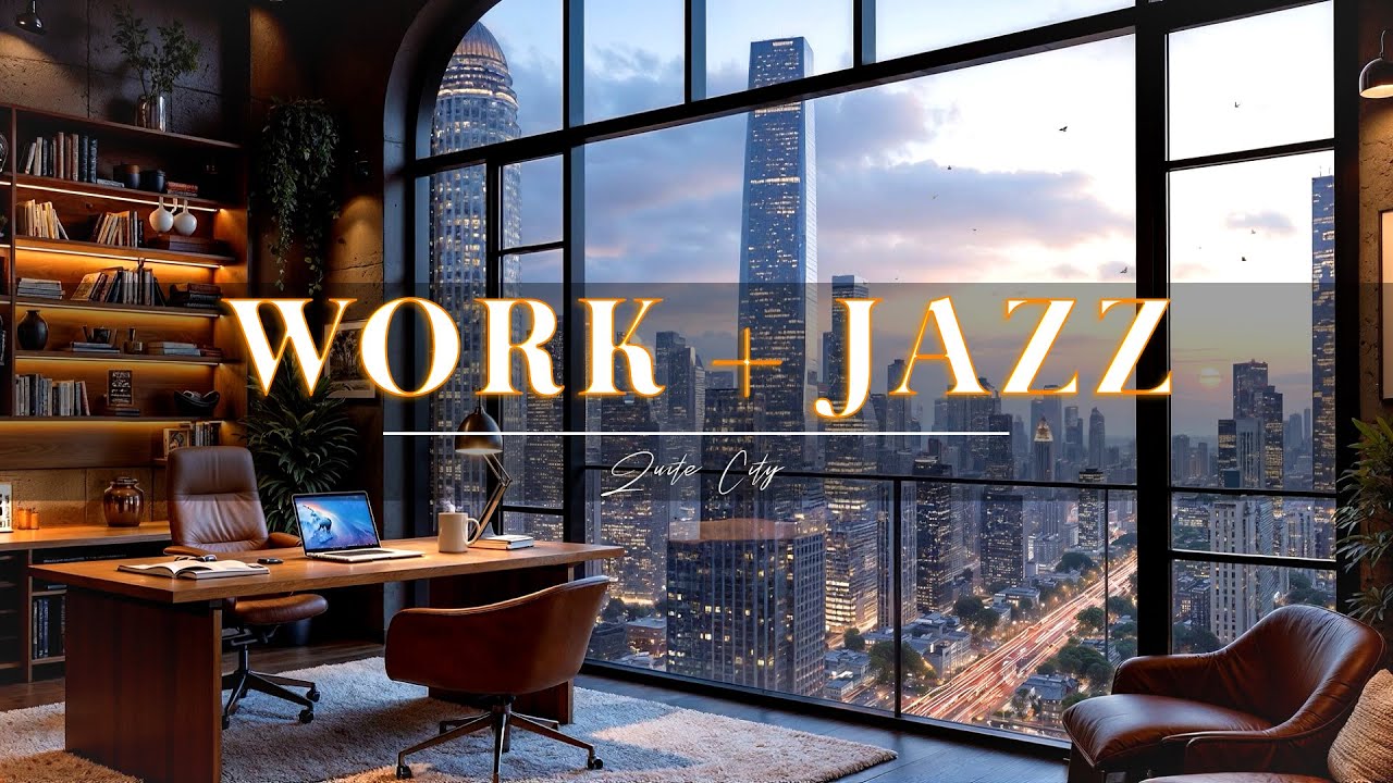 Golden Hour City Work Jazz ☕ Cozy Loft Office Ambience with Smooth Saxophone Jazz for Stress Relief