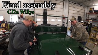 Final assembly on Willys Jeep CJ2A restoration with new body and first test drive! Part 3