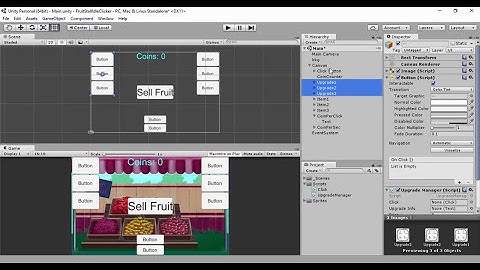 Unity 5 Tutorial Fruit Stall Idle Clicker C# Part 3: Upgrade Manager (Per Click Upgrades) C#