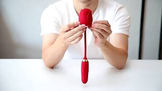 Adult Sex Toy For Women Rose Shaped 2 In 1 Red Tongue Licking Clitoral Massage Sucking Egg Rose Vibr