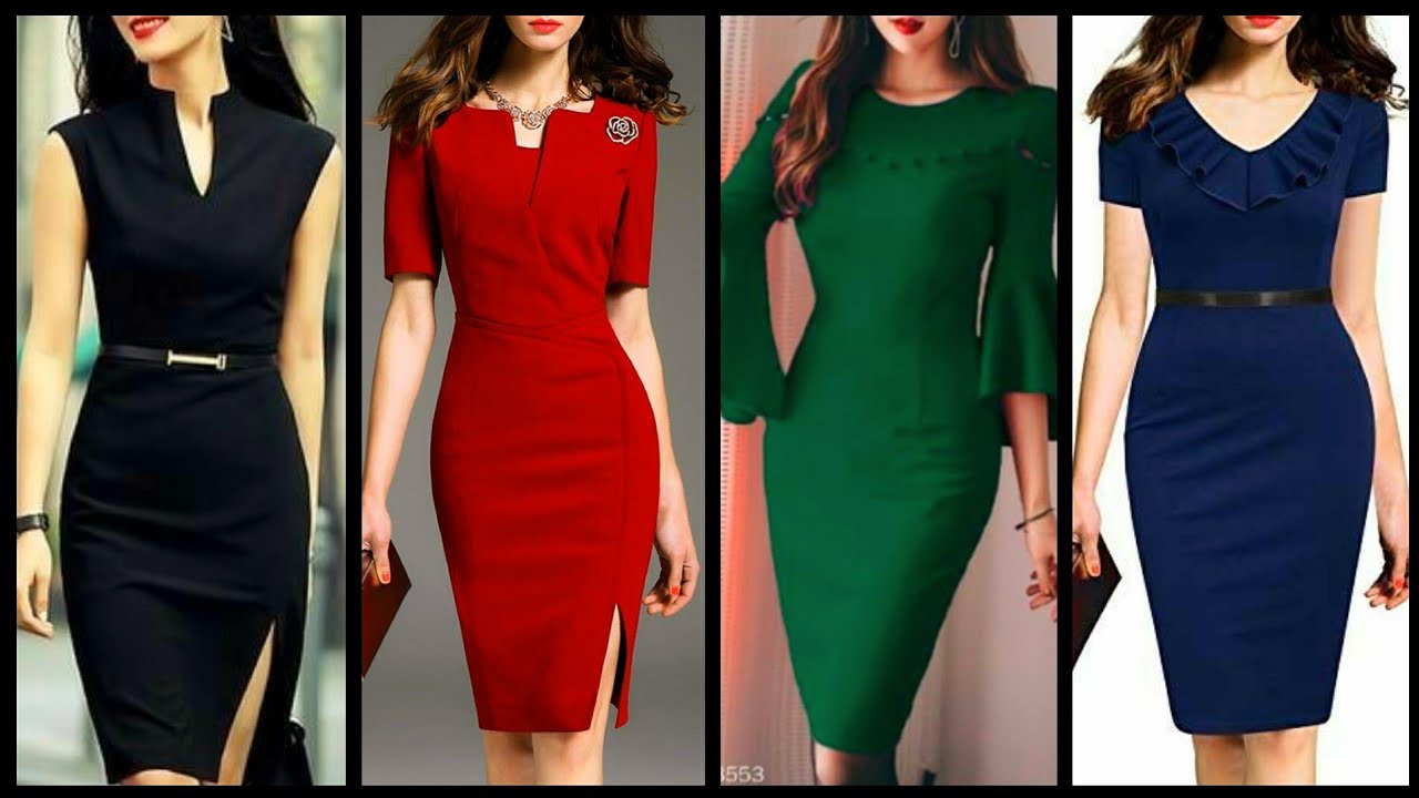 stunning Formal Work Wear Plain Slimfit Bodycon Dress Designs For