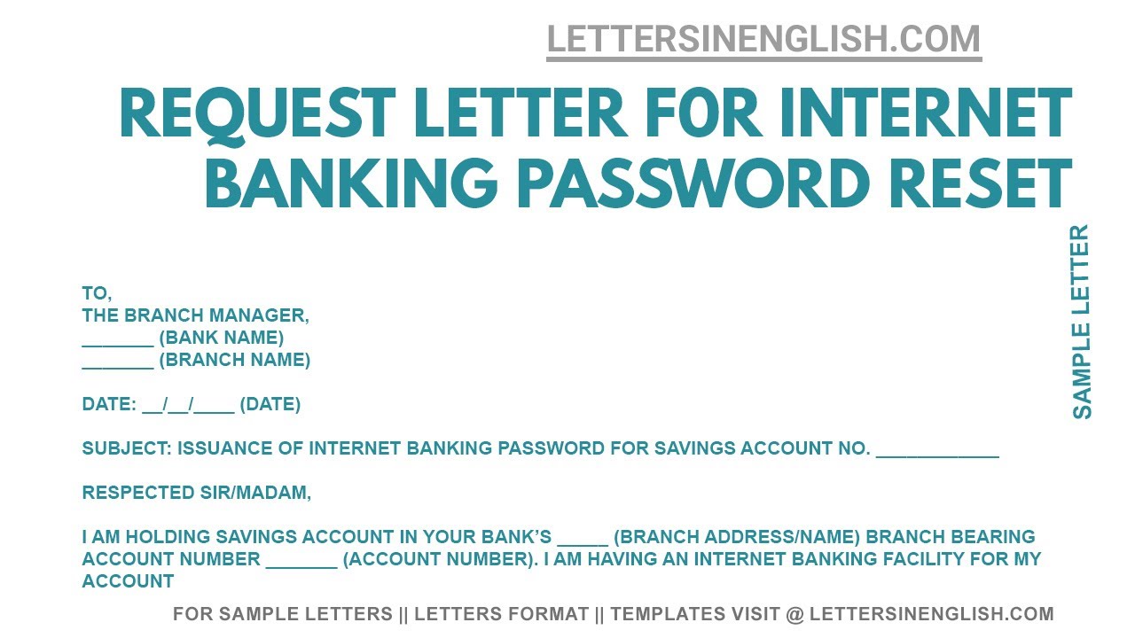 Letter For Internet Banking Password Reset Internet Banking Password 