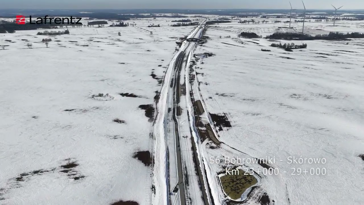 Budowa drogi ekspresowej S6 Bobrowniki - Skórowo  - Luty 2026 - film z powietrza
