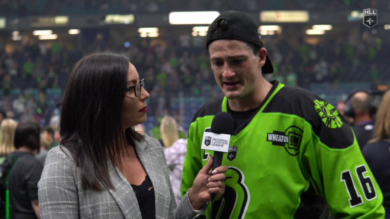 Chris Corbeil of the Saskatchewan Rush following 2018 NLL Cup victory