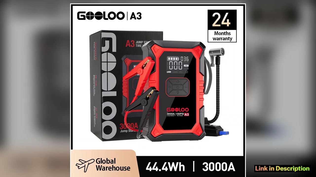 GOOLOO A3 Jump Starter with Air Compressor 3000A Portable Car Battery Booster 90 Gas65L Diesel