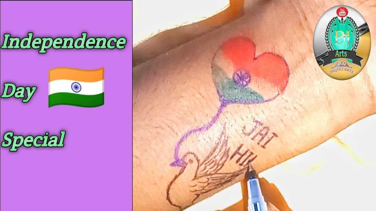 Tiranga band tattoo making on wrist with pen | Indian flag color band tattoo  designs 🇮🇳 - YouTube