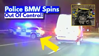 Police BMW Rammed Off Road During Pursuit With Stolen Van!