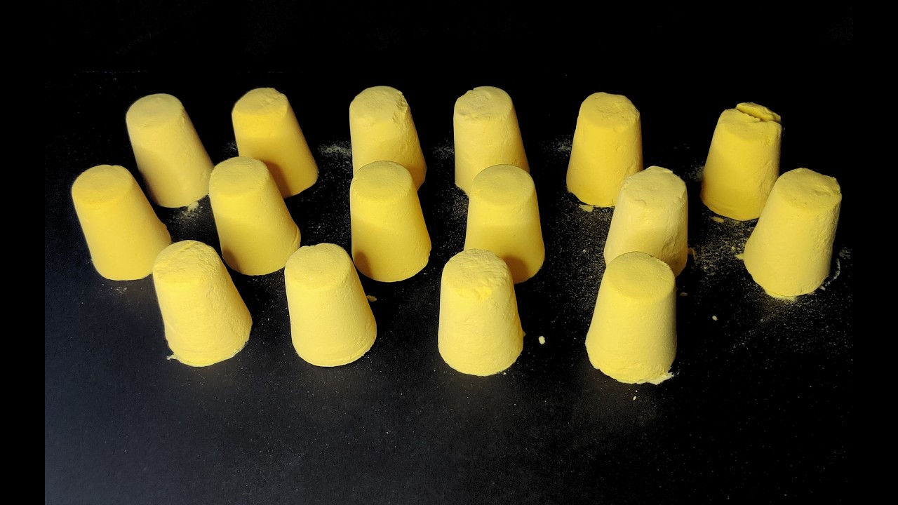 Lemon Yellow Baking Soda Crush 🍋  Satisfying Sifting & Pebbles ASMR