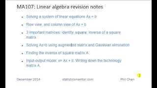 MA107: linear algebra revision notes