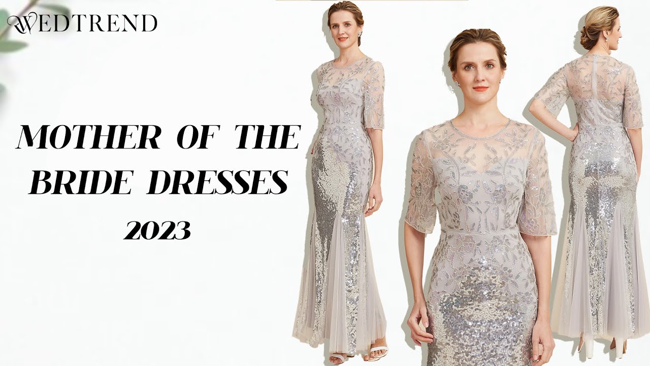 Grey Sequined Mermaid Ankle Length Mother Of The Bride Dress | 2023 ...