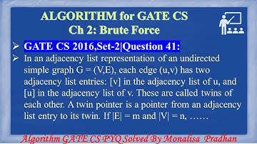 GATE CS 2016,Set-2 |Q 41:In an adjacency list representation of an undirected simple graph G = (V,E)