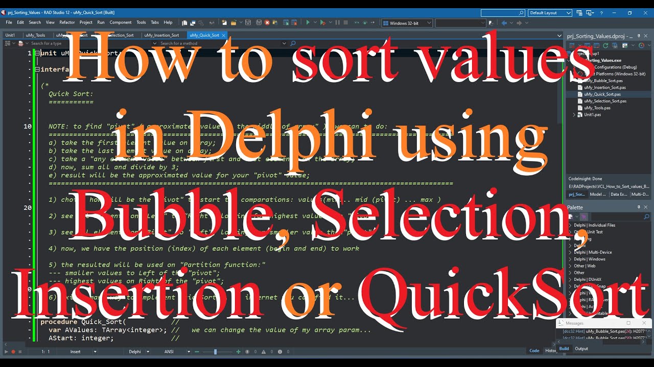 Delphi: How to "SORT VALUES" in Delphi using Bubble, Selection ...