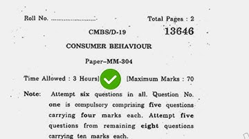 2019 KUK MBA 3rd Sem Consumer Behaviour Question Paper