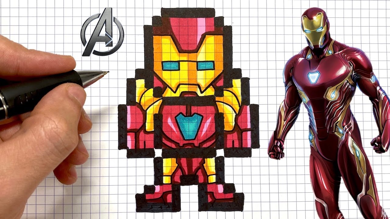 Tuto Dessin Iron Man Pixel Art Avengers Youtube