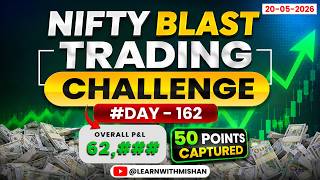 #day162 50 POINTS CAPTURED | OPTION TRADING CHALLENGE WITH 2 LOTS | #nifty #trading #live