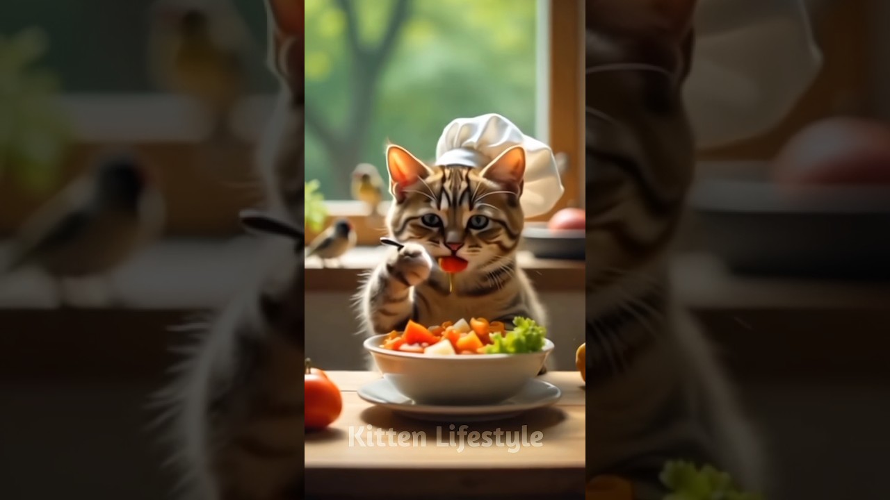 Kitten Cooking 😋 | #Kitten Lifestyle #shorts #catcooking #catanimation ...