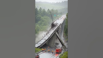 VIRAL: Bridge Collapses in the Rain! Workers Run for Their Lives! 😱🌧️ #fail #construction #bridge