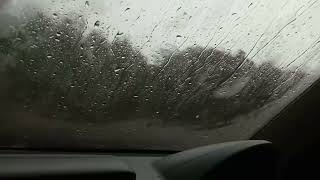 เสียงฝนตกกระหน่ำหลังคารถ หลับยาวเย็นสะท้านทั้งคืน/Heavy rain on car roof-Meditation/Study/Yoga/relax