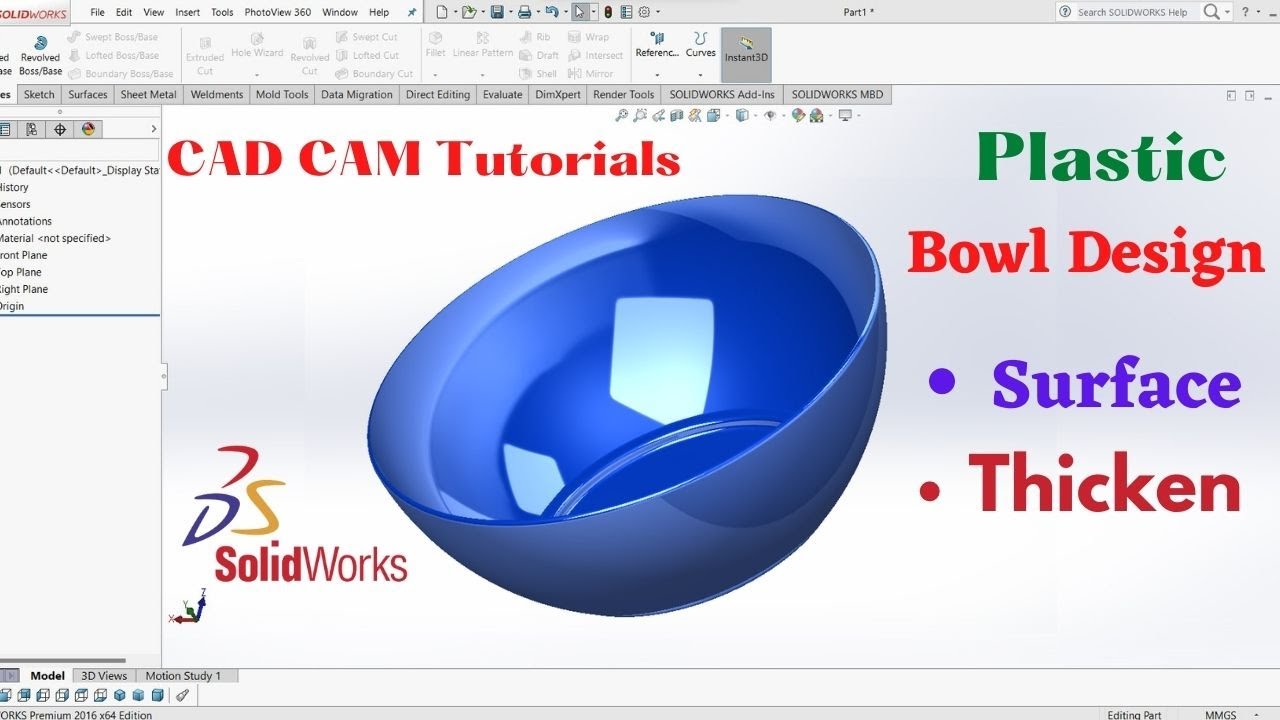SolidWorks Bowl Design Plastic Bowl Design in SolidWorks YouTube