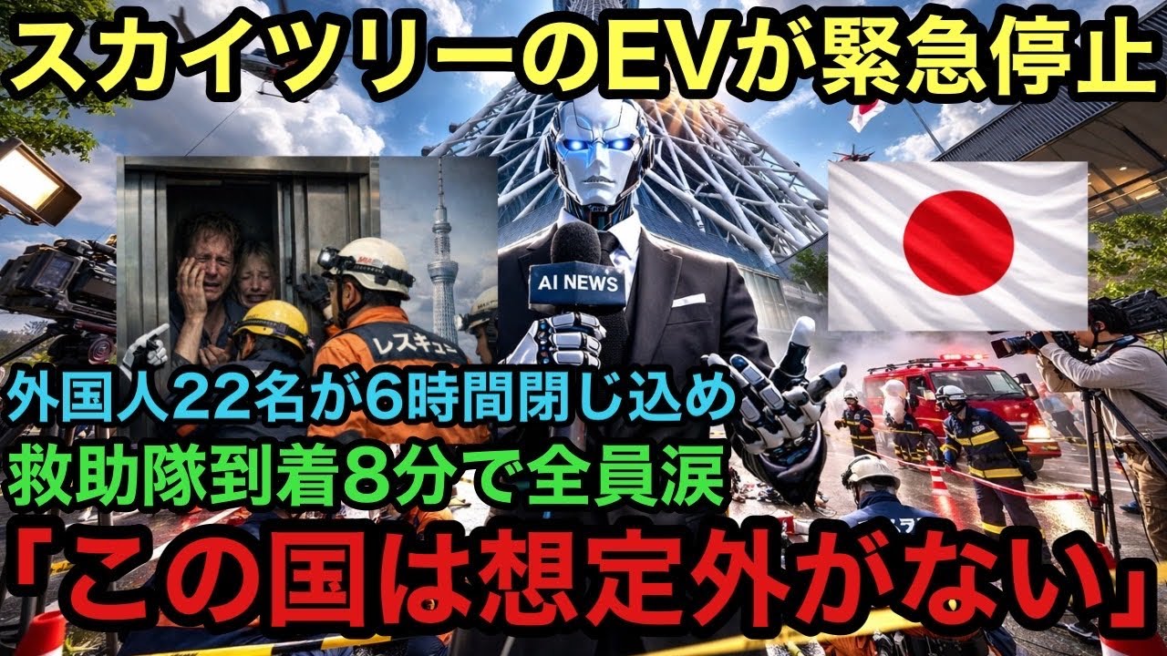 【海外騒然】スカイツリーで閉じ込められた外国人22名が救助後に絶句…「毛布も水もトイレもあった」→帰国後世界が騒然