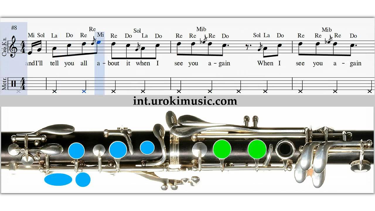 Lezioni di Clarinetto Wiz Khalifa-See You Again Spartiti Clarinetto Corso Imparare Suonare Scuola