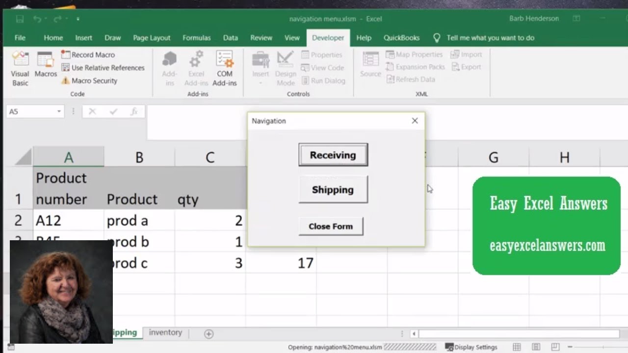 Create a navigation form that opens when workbook opens includes VBA ...