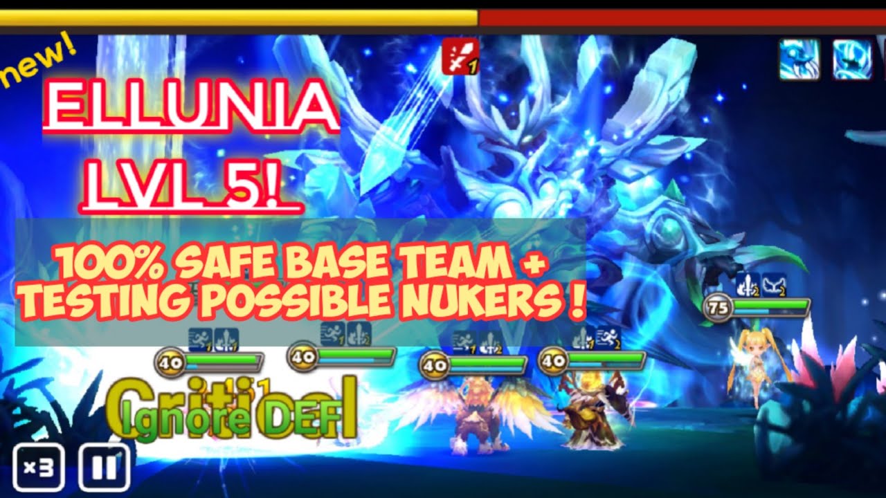 summoners war: ELLUNIA lvl 5 -SUPER SAFE TEAM/+ rune showcase