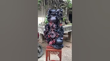 Tượng di lặc ngũ phúc  Gỗ trắc đỏ đen cực giá trị và đẳng cấp, đục kênh bong sắc nét - đồ gỗ kangnam