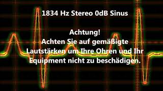1834 Hz Sinus Ton Test 0dB Stereo Piepton Wave Ton