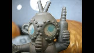 Some Vintage Space Toy Figures from the 1950's and 1960's Science Fiction Toys with Aliens