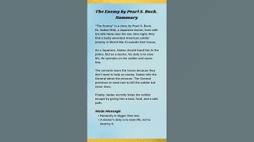 The Enemy Summary | Class 12 English | CBSE Board | Pearl S. Buck | Humanity Above War  #shortsfeed