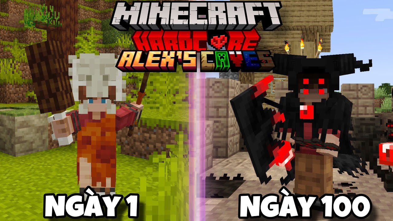 Mình Sinh Tồn 100 Ngày Minecraft Alex's Caves Siêu Khó !!